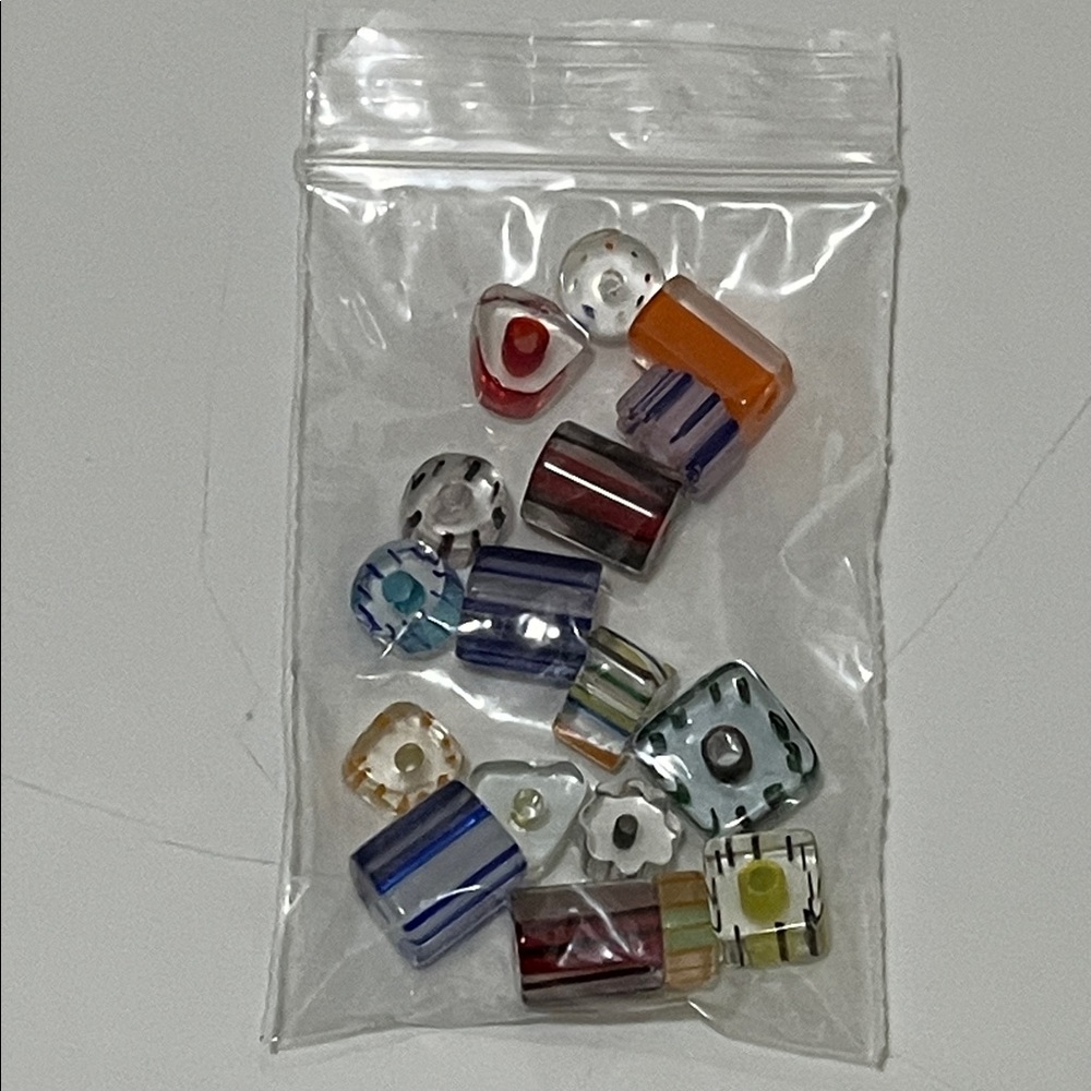 Mixed Furnace Glass Cane Beads, Assorted Shapes, Colors & Sizes, 8mm-14mm approx